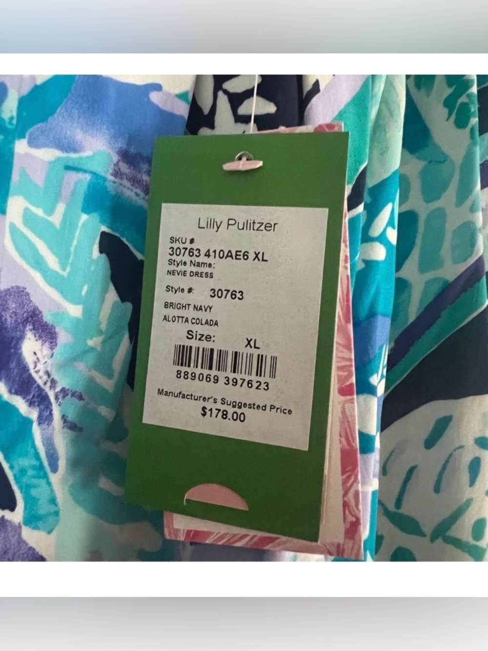 Lilly Pulitzer Women’s Nevie Bright Navy Alotta Colada Dress Size XS - Picture 10 of 13
